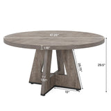 Tribesigns 47-Inch Round Conference Table for 4-6 People, Wooden Meeting Room Table with Thicken Tabletop and Wood Base (Grey) Tribesigns