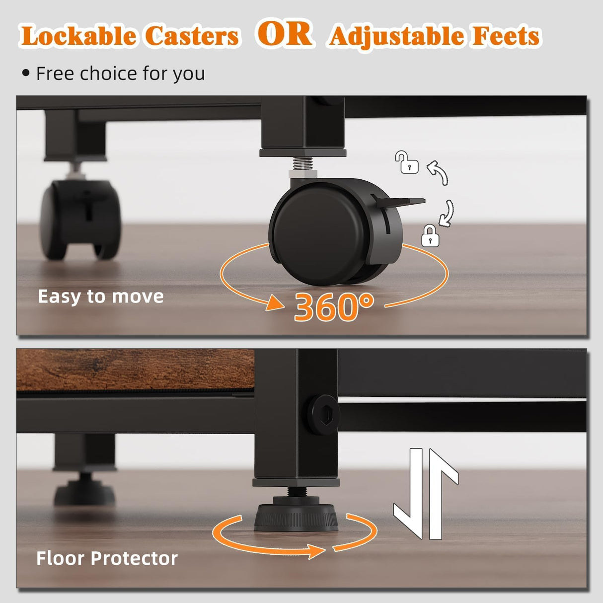 GYIIYUO 2 Drawer File Cabinet with 24'' Extended Tabletop, Mobile Filing Cabinet, Rolling Vertical File Cabinet with Side Bag, Fabric Drawer, Fits A4 Size, Home Office, Rustic Brown GYIIYUO