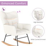 Murago Rocking Chair Nursery, Nursery Rocking Chairs, Baby Rocker, Glider Rocker, Safety Anti Tip Design, 440 Lb. Capacity, Cotton Fabric Cover, White Murago