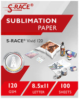 S-RACE Sublimation Paper 8.5 x 11 inch, 100 Sheets - For Printers With Sublimation Inks, e.g. compatible with Epson, Sawgrass, Ricoh etc. - Fast Drying, Smear-Proof, Vibrant Colors S-RACE