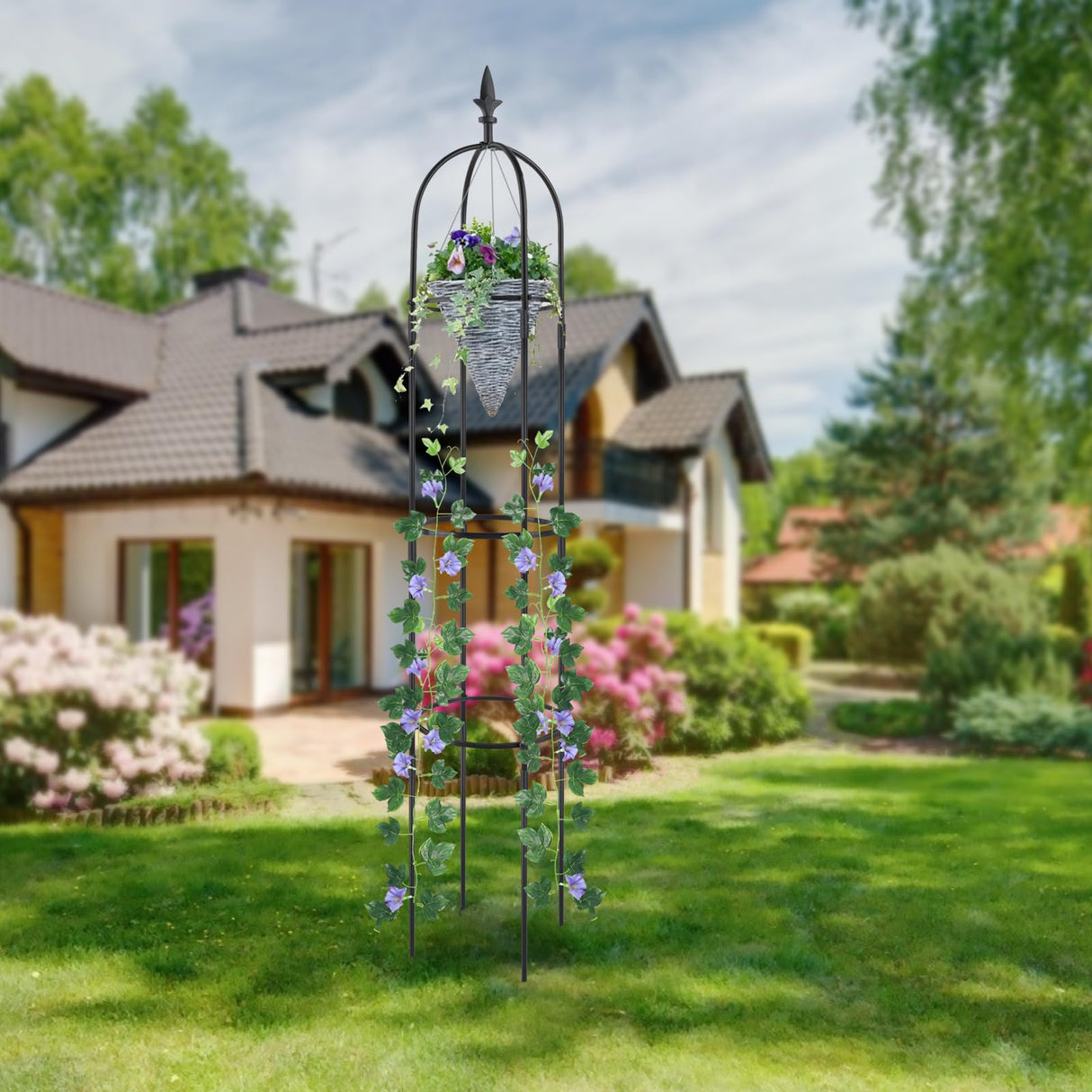 Garden Trellis for Climbing Plants Tower Obelisk Garden Trellis 6ft Tall Plant Support Vine Supports Plant Tower for Climbing Vines and Flowers Stands 1 Pack Esbaybulbs