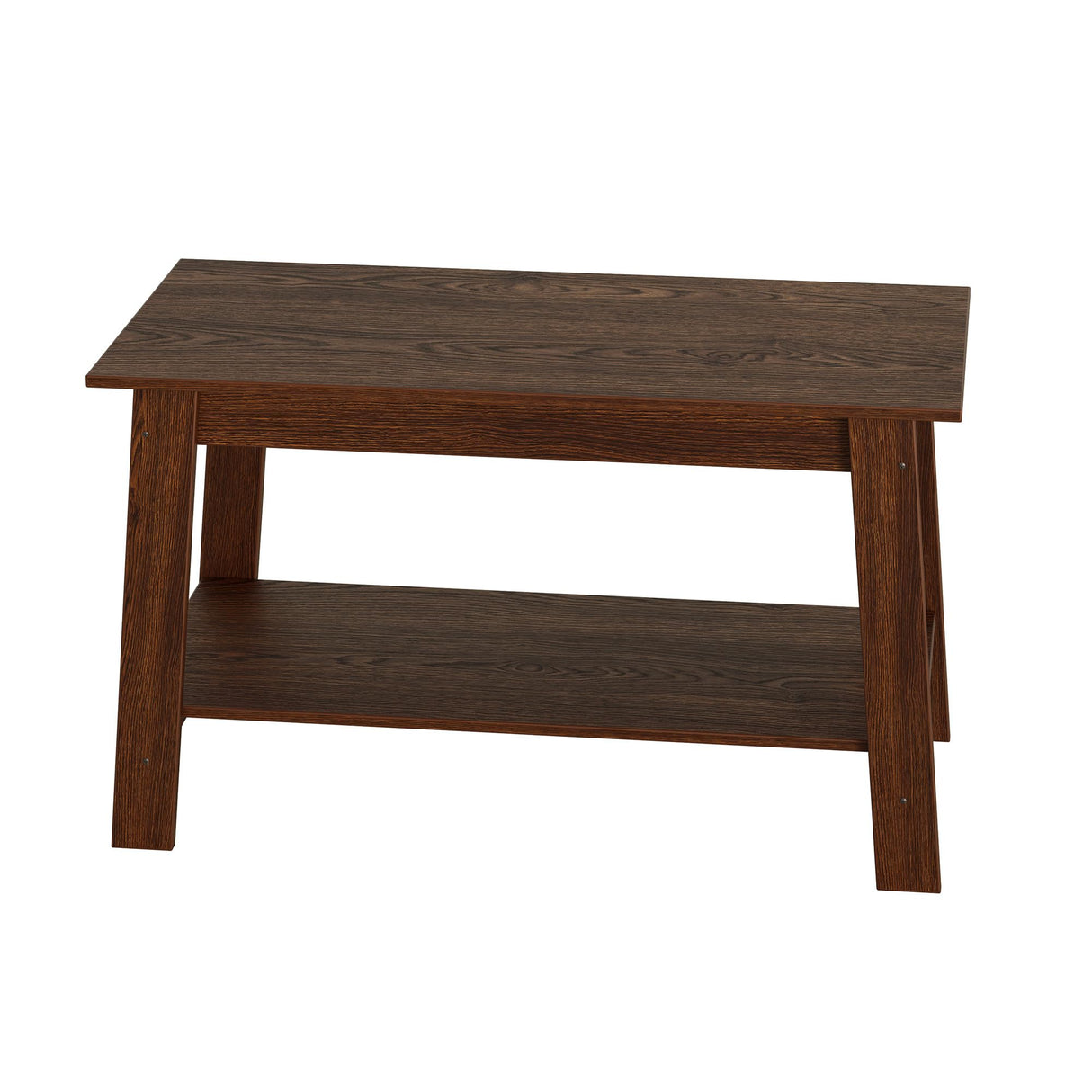 31.49" Coffee Table, 2-Tier Small Living Room Table, Rustic Modern Farmhouse Wood for Living Room, Bedroom, Walnut, Easy Assembly Elementool