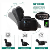 3PC Power Recliner Chair Set of 3 with Massage and Heat - Home Theater Seating Seats with LED Lights, Game Movie Theater Recliner Sofa Chairs for Living Room Reclining Chair with Cup Holder/USB SAMERY