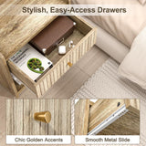 Nidouillet Nightstands Set of 2, Bedside Tables with Drawer, Night Stand Bed Side End Table with Open Storage for Farmhouse Bedroom Living Room Small Space Nidouillet