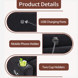 HAOMARKETS 3-in-1 Convertible Loveseat Sleeper Futon Sofa Bed with Cup Holders, 2-Seat Pull Out Couch, Phone Holder and USB Port, Corduroy 3-Level Adjustable Backrest Couches for Living Room, Black HAOMARKETS