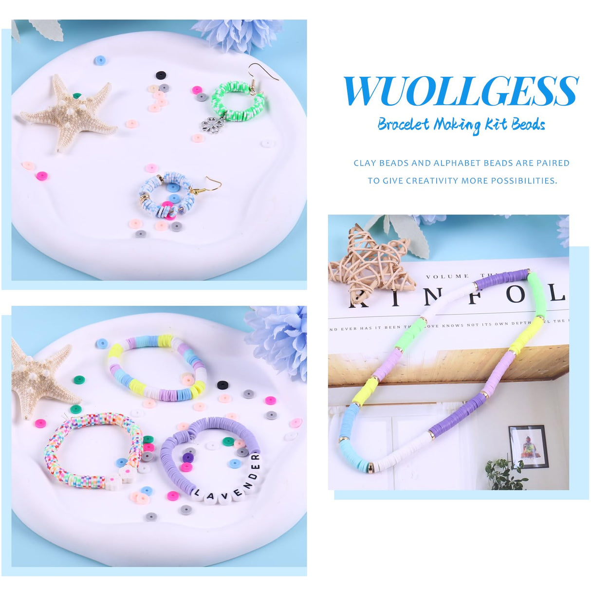 Wuollgess 20,000PCS Clay Beads for Bracelet Making Kit, 120 Colors 6 Boxes Polymer Heishi Beads, Friendship Bracelet Kit for DIY Crafts, Earrings Necklace Jewelry Making Kit for Adults Wuollgess