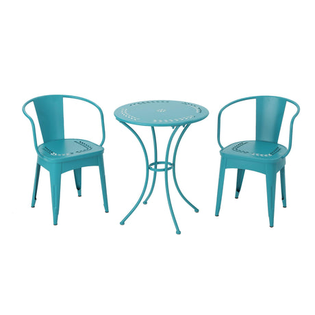 Christopher Knight Home Lourdes Iron Bistro Set, 3-Pcs Set, Matte Teal Christopher Knight Home