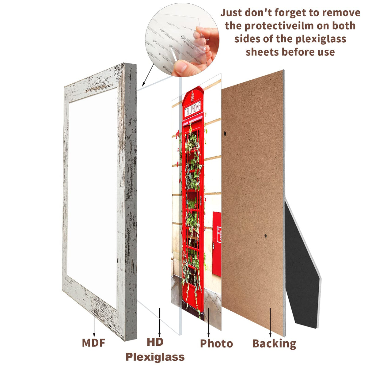 SESEAT 8x10 Picture Frame Rustic Distressed White, Display Pictures for Wall and Tabletop, 1 Pack SESEAT