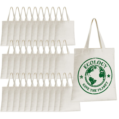 Xuniea 32 Pieces Sublimation Polyester Tote Bags Blanks Bulk 9.8 x 11.8 Inch Reusable Canvas Tote Printable Grocery Bags for Halloween Christmas DIY Gift Xuniea