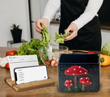 dgudgu Mushroom Recipe Box With Cards And Dividers Ceramic Recipe Card Box Cute Recipe Box And Cards Black Recipe Cards And Box Set With Bamboo Lid dgudgu