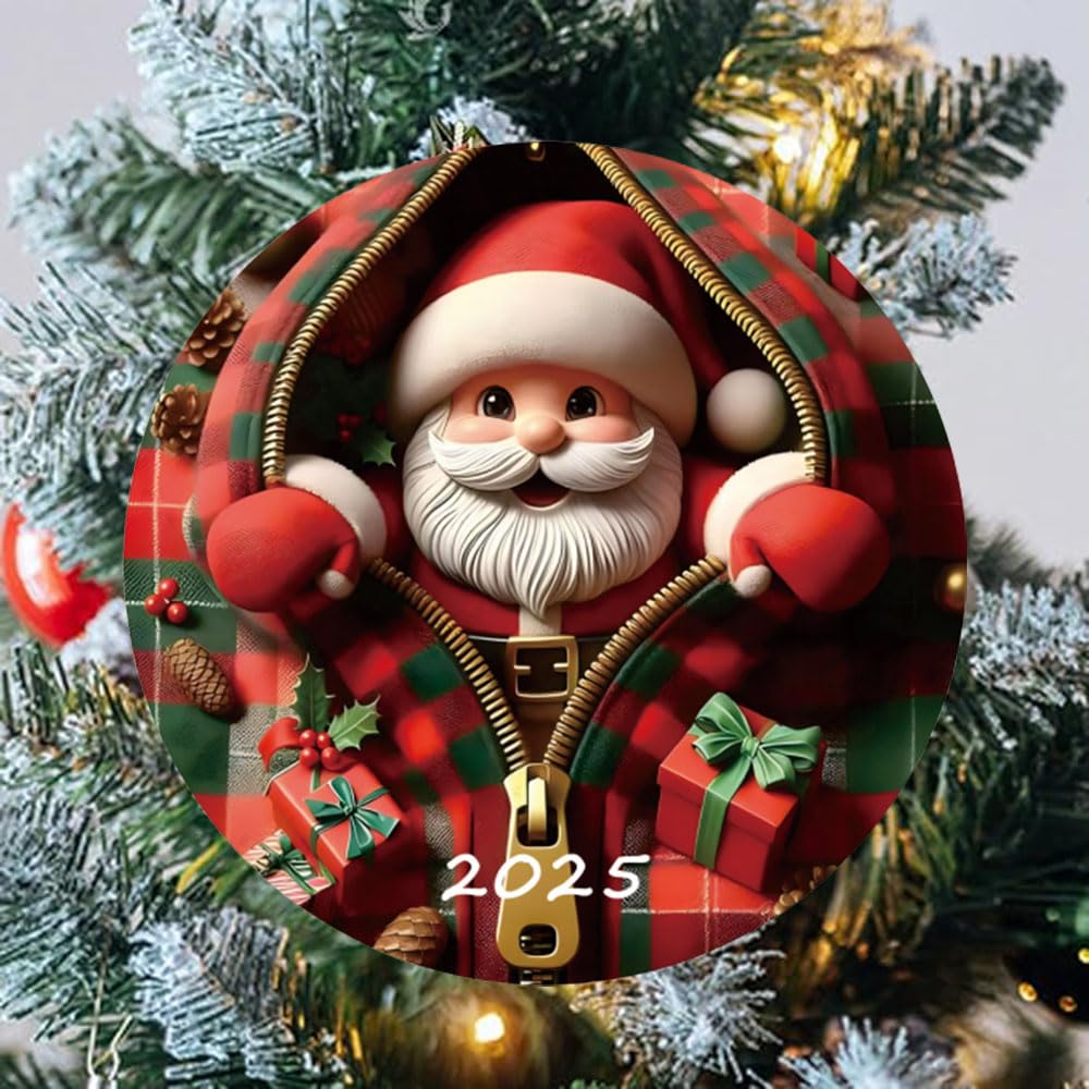 2025 Christmas Tree Fun Santa Claus Decorations, Christmas Ornaments 2025，Painted Glass Style, Unique for Adults，Acrylic Hanging Decorations YCXXGS