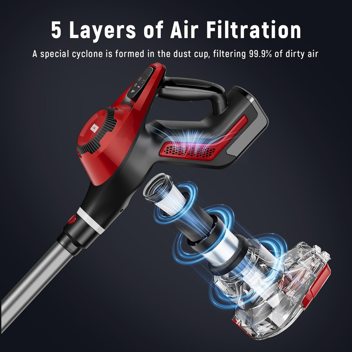 Cordless Vacuum Cleaner, 30Kpa Home Stick Vacuum, Smart Display & 1.5L Dust Cup, 55mins Max Runtime, Rechargeable Lightweight Handheld Vavuum for Pet Hair/Carpet/Hardwood Floor/Car Curvymoontech