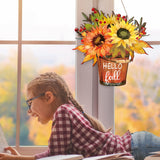 Hello Fall Sign Hello Fall Door Sign Wooden Farmhouse Home Sign with Fall Sunflower for Porch Farmhouse Thanksgiving Autumn Front Door Outdoor Home Decor Bucherry