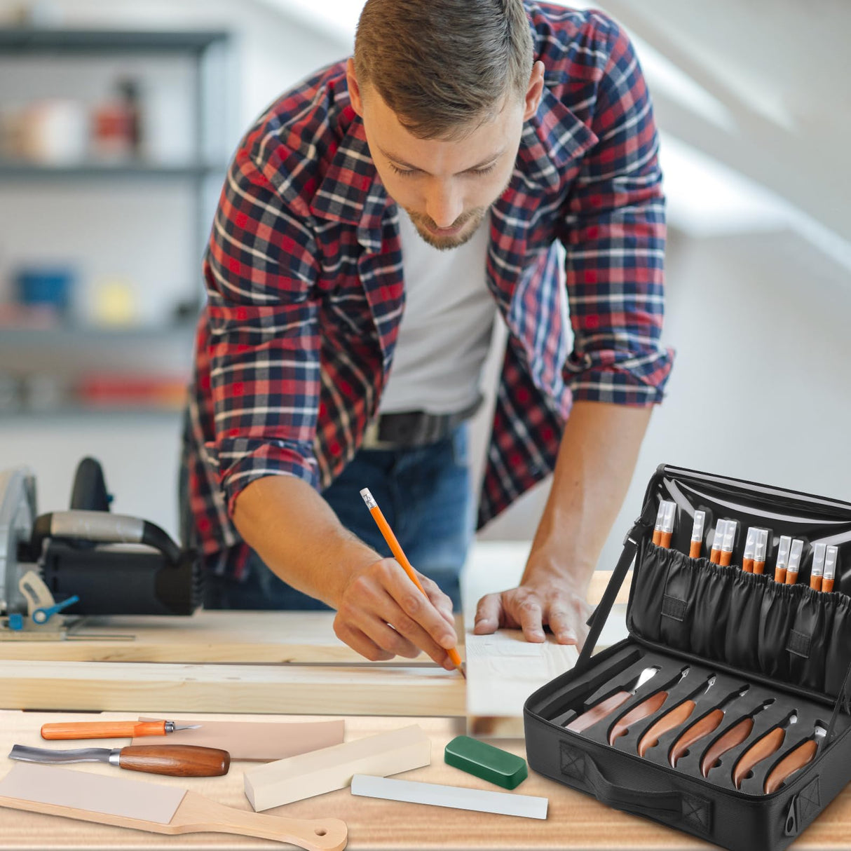 Olerqzer Wood Carving Kit,35-in-1 Wood Whittling Kit for Beginners,Wood Carving Knife Set Whittling Knife Wood Carving Knives Carving Tools with Large Storage Tool Bag(35PCS) Olerqzer