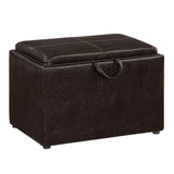 Convenience Concepts Designs4Comfort Accent Storage Ottoman 22.75" - Modern Foot Stool with Decorative Tray for Living Room, Dining Room, Office, Den, Espresso Faux Leather Convenience Concepts