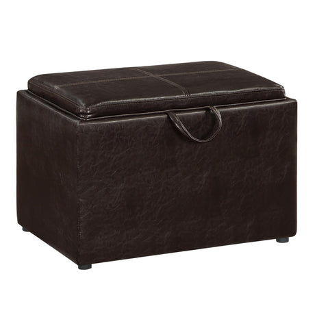 Convenience Concepts Designs4Comfort Accent Storage Ottoman 22.75" - Modern Foot Stool with Decorative Tray for Living Room, Dining Room, Office, Den, Espresso Faux Leather Convenience Concepts