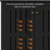 Yaheetech Shoe Storage Cabinet Floor Storage Organizer Wooden Cabinet with 3 Doors Adjustable Shelf for Entryway Living Room Home Office Black Yaheetech