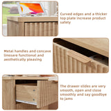 LEYAOYAO 23" Wide Fluted Farmhouse Night Stand Set of 2 with Charging Station, 3 Drawers Large End Table w/Metal Handle, Natural Nightstand Bedside Table,Wood Dresser for Bedroom, Closet LEYAOYAO