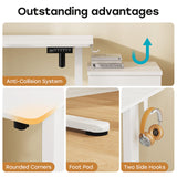 JYLH JOYSEEKER Small Standing Desk, 35" ×20" Electric White Standing Desk, Height Adjustable Compact Sit Stand Desk with Splice Board, Home Office Desk with 2 Hooks JYLH JOYSEEKER