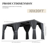 HOMPUS Louvered Pergola 10' x 20', Outdoor pergola with Aluminum Frame and Adjustable Rainproof Roof, Modern Louvre Shade for Garden & Patio, Curtains and Netting Included, Black HOMPUS