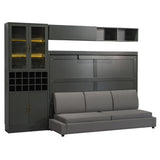 Harper & Bright Designs Full Size Murphy Bed, Wall Bed with Sofa, Shelves USB & Light, Gray Harper & Bright Designs