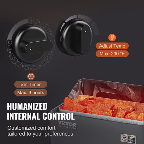 VEVOR Sauna Heater,220V Electric Sauna Stove, Steam Bath Sauna Heater 3h Timer and Adjustable Temp for Max. 176-318 Cubic Feet, (4.5KW) FCC Certification VEVOR