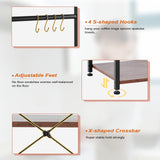 OIRBOEUS Rustic Brown Bakers Rack with Power Outlet and 5-Tier Storage for Kitchen and Coffee Bar OIRBOEUS