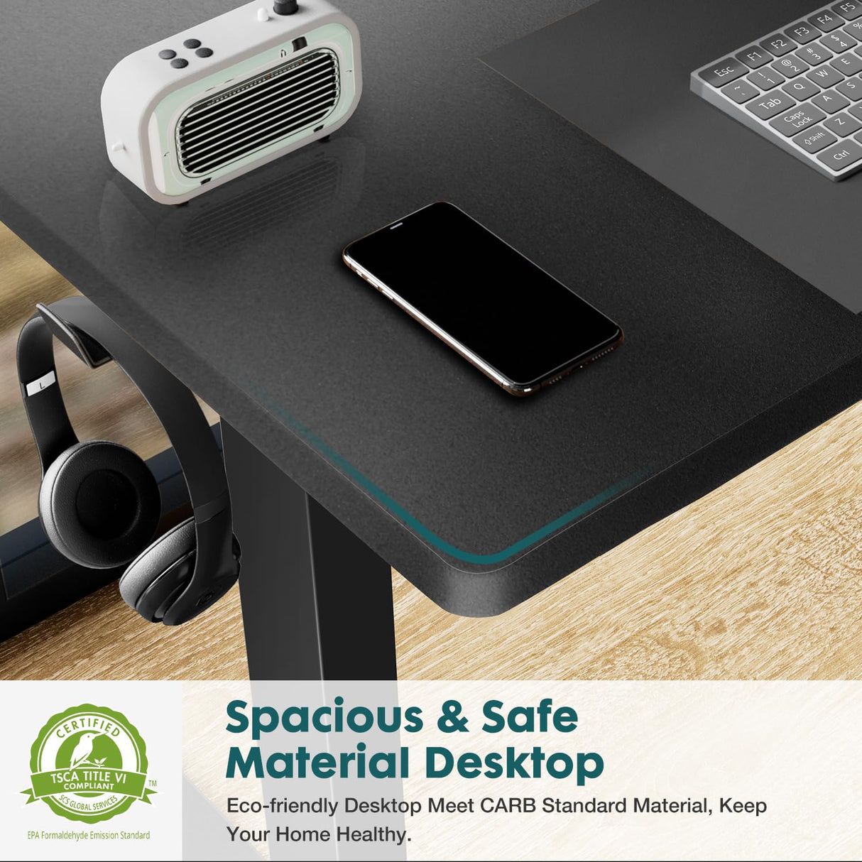 SMUG Standing Desk, Adjustable Height Electric Sit Stand Up Down Computer Table, 55x24 Inch Ergonomic Rising Desks for Work Office Home, Modern Gaming Desktop Workstation, Black SMUG