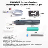 Cordless Soldering Iron 2600mAh with LED Light, 8W Welding Tools, Rechargeable Battery Soldering Iron Electric, Soldering Iron Kit with Adjustable Temp 300-450℃, Fast Heating, Portable Soldering Kit HANDSKIT