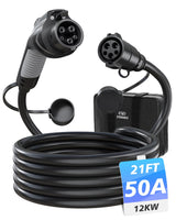 EVDANCE EV Charger Extension Cable, J1772 Extension Cable 50A 21FT Charging Cord for Electric Vehicle 110V-240V Compatible for All SAE J1772 Chargers (50A - 21FT) EVDANCE