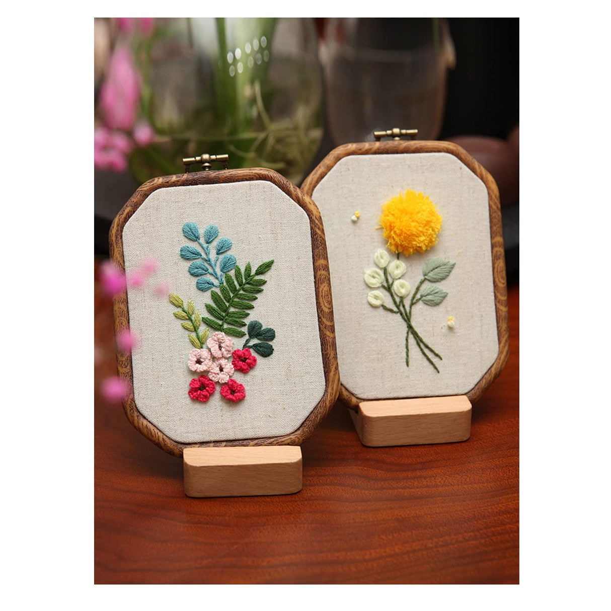 Maydear 3 Pack Embroidery Starter Kit with Pattern, Stamped Cross Stitch Kits for Beginners Adults with Embroidery Hoop and Instructions, Hand Embroidery Kit (B Set Embroidery Starter Kit) Maydear