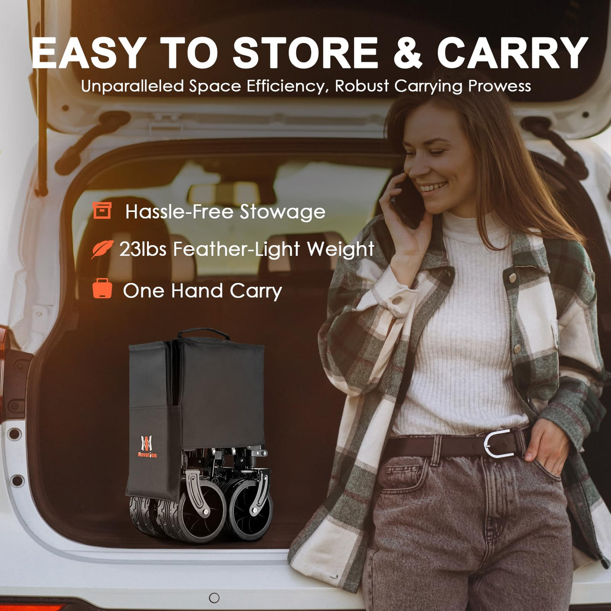 Navatiee Collapsible Folding Wagon, Beach Wagon Cart Heavy Duty Foldable with Big Wheels, Utility Grocery Wagon with Side Pocket and Brakes for Camping Garden Sports, T1 Navatiee