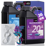 LET'S RESIN Silicone Mold Making Kit 36oz, 20A Flexible & Bubble Free Silicone Rubber, Translucent & 4H Fast Cure Liquid Silicone for Mold Maker, Mixing Ratio 1:1 LET'S RESIN