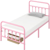 Yaheetech Classic Metal Platform Bed Frame Mattress Foundation with Victorian Style Iron-Art Headboard/Footboard/Under Bed Storage/No Box Spring Needed/Twin Size Pink Yaheetech
