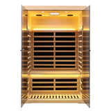 KUNSANA Hemlock 2 Person Low EMF Far Infrared Sauna, Home Indoor Sauna, Luxury Tempered Glass Doors, 1780w, App & LCD Panel Control, Bluetooth Speakers, Chromotherapy Lights, Reading Lights KUNSANA