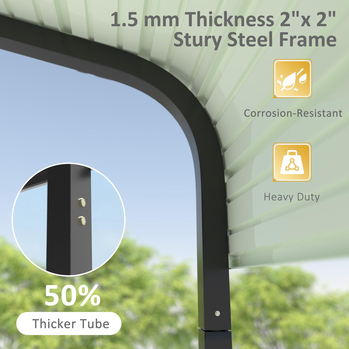 MUPATER 12' x 20' Outdoor Heavy Duty Metal Carport, Car Shelter Shade Garage, Carport Canopy with Heavy Metal Frame, Metal Roof and Bolts for Car, Trucks, Boats, Grey MUPATER