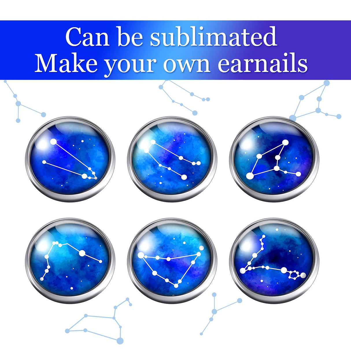 200 Pieces Sublimation Stainless Steel Blank Stud Earring Set Includes 50 Bezel Blank Setting 50 Aluminum Sheets with 50 Glues 50 Glass Discs for DIY Jewelry Findings, Earring Making (Silver, 10 mm) Hicarer