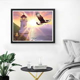 Diymood Paint by Numbers for Adults Animal, DIY Oil Painting Seaside Lighthouse Eagle Acrylic Paint by Number Kits for Kids Adults Beginner for Home Wall Decor 16x20 inch Diymood