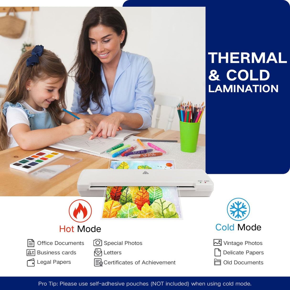 Laminator 13 Inch A3 Laminator Machine, 7 in 1 Desktop Thermal Laminator Never Jam with 40 Laminating Pouches, Paper Trimmer and Corner Rounder, Fast Warm-Up Home Office School Use, White Zyerch