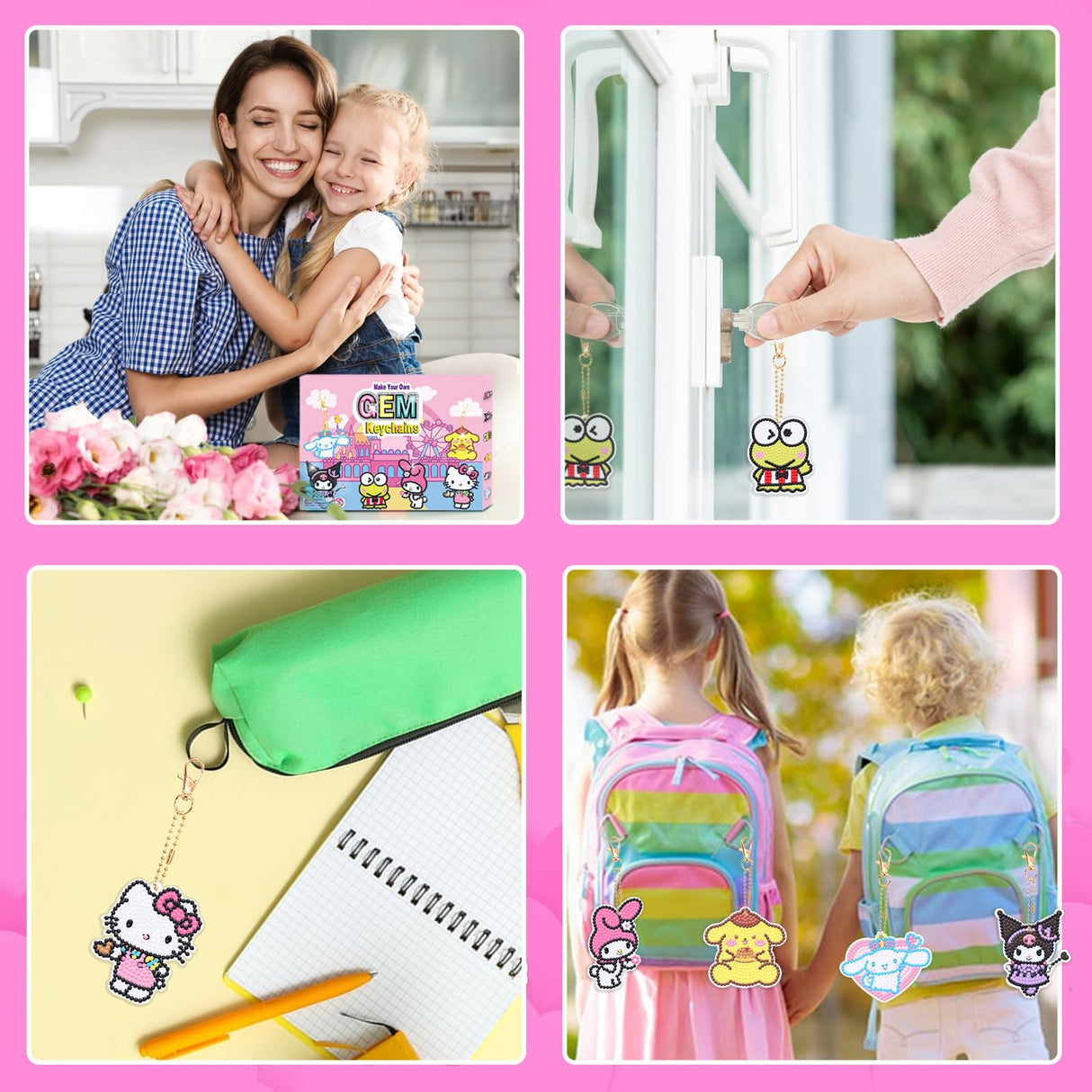 Crafts for Girls 8-12 - 6Pcs Make Your Own GEM Art Keychains - Arts and Crafts for Kids Ages 8-12 - Diamond Art Kits for Kids - 5D Dimond Art Paintings by Numbers - Art & Craft Gifts for 6 10 Year Old Nardoll