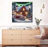 Christmas Paint by Numbers Kit for Adults, Red Truck Paint by Numbers Kits for Adults Beginners, Acrylic Painting for Home Wall Decor 16x16 inch croshom