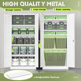 Crownland 72” Metal Storage Cabinet, Lockable Garage Storage Cabinets, High Office Storage Cabinet with Adjustable Shelves for Garage, Home Office,Pantry, File(White) Crownland