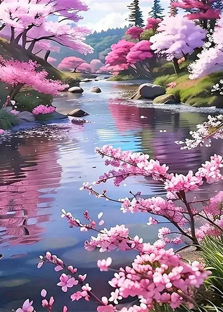 5D Diamond Painting Kits for Adults Beginners,Flower Lake Diamond Art Kit,DIY Full Round Drill Diamond Dot Gem Art Kits for Adults,Home Wall Decor 11.8x15.7 Inch Acelii