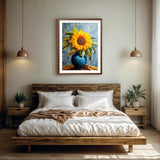 PINFFSHU 5D Diamond Art Kits for Adults Beginners, Full Drill Sunflower in Blue Vase Diamond Painting Kits DIY Gem Art Craft, Home Wall Decor, Unique Gift for Women, 12x16 Inch (30x40cm) PINFFSHU