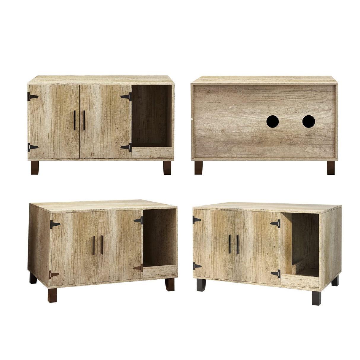 TaoHFE Litter Box Enclosure Cat Litter Box Furniture Hidden with Cat Scratch Pad Decorative Farmhouse Wooden Hidden Litter Box Cat House Litterbox Furniture Cat Box Furniture Litter Box Cabinet Oak TaoHFE