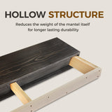 YLYHSST Fireplace Mantel Handmade, 3'' Thick Wall Decor Long Floating Shelf, 60inch Rustic Wood Shelf with Invisible Brackets, Black YLYHSST