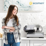 Meat Slicer, 200W Powerful Electric Food Slicer-Deli Meat Slicer Machine for Home Use for, Cheese, Bread, Vegetables-2 Round 7.5" Stainless Steel Blade, Child Lock Protection & Adjustable Thickness Ecomerr