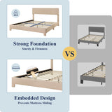 Allewie Full Size Bed Frame with Adjustable Headboard, Upholstered Platform Bed with Wood Slats, Heavy Duty Mattress Foundation, No Box Spring Needed, Noise-Free, Easy Assembly, Beige Allewie