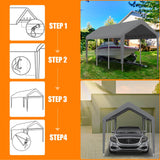 Carport Canopy 12'x20' Replacement Cover, Heavy Duty Garage Shelter Cover 800D Oxford Waterproof & UV Protected Tarp with Ball Bungees, Not Include Frame, Gray KAHLHAK