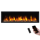 PuraFlame Bernice 60 Inch Smart Linear Electric Fireplace - Clean Hidden Vent Design, Flame with 9 Colors, Recessed in-Wall or Wall-Mount or Free Standing, Compatible with Alexa and Google Assistant PuraFlame